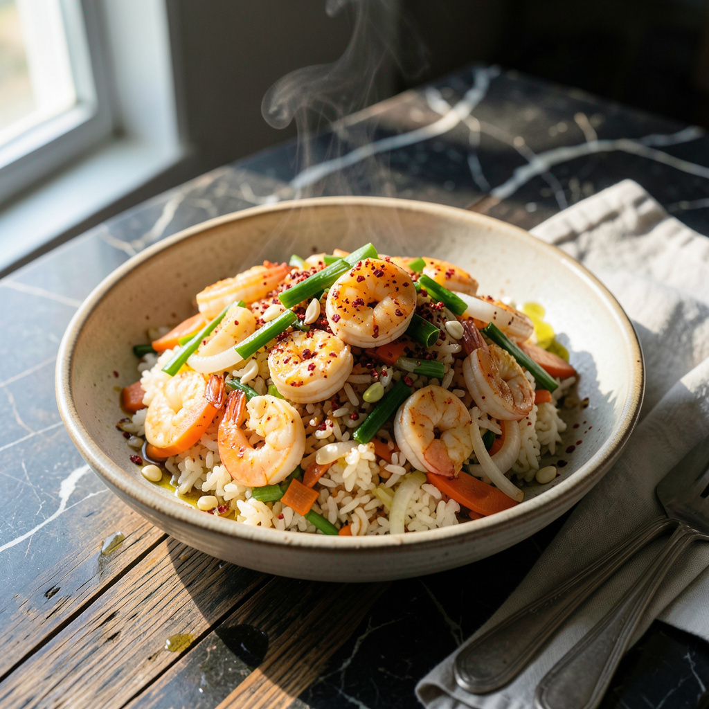 Kobe Rice Korean Shrimp Fried Rice Recipe: Spicy Stir-Fry in 20 Minutes - Recipe ...